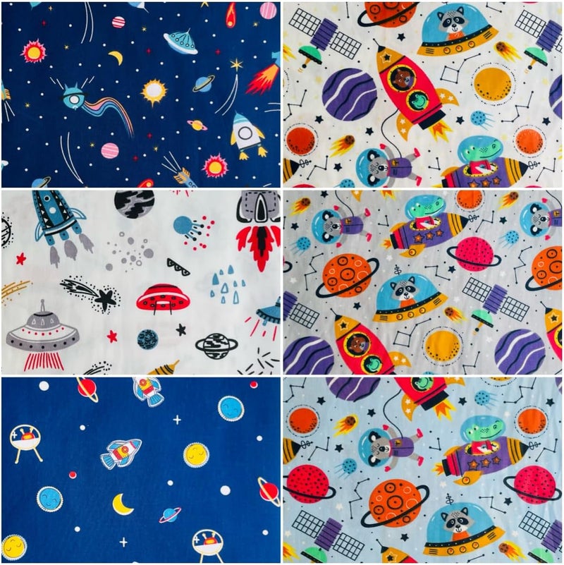 DMFR Cotton Fabric Squares 5x5 Charm Packs for Quilting 5 inch for Baby Boy Sewing Patchwork 42pcs (Galaxy Fabric) - Image 2
